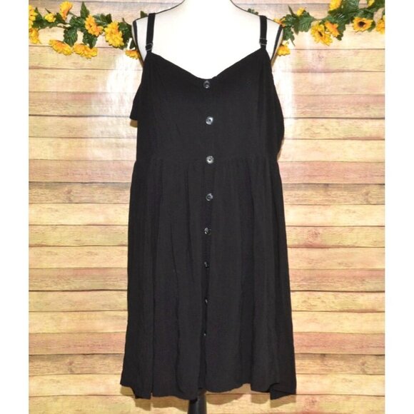 Torrid Black Sleeveless V-Neck Button Front Dress Plus Size 5X Smocked Back - Picture 1 of 10